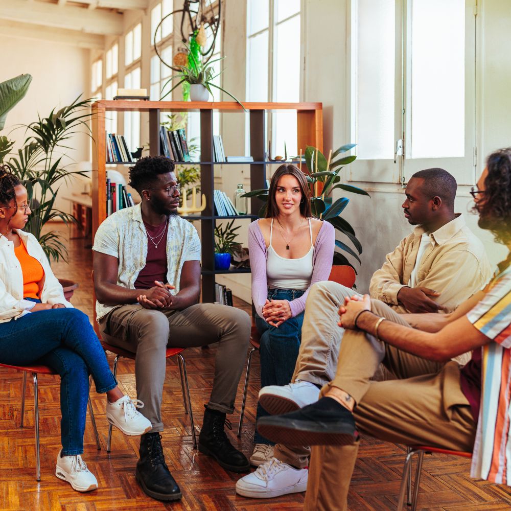 group therapy in progress during addiction recovery