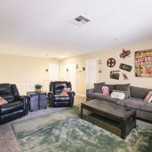 Calm therapy room with two chairs and a small table