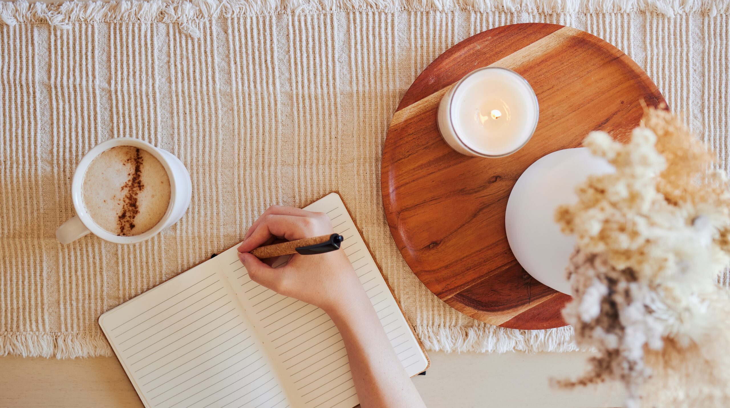 personal recovery space with journal and relaxation tools